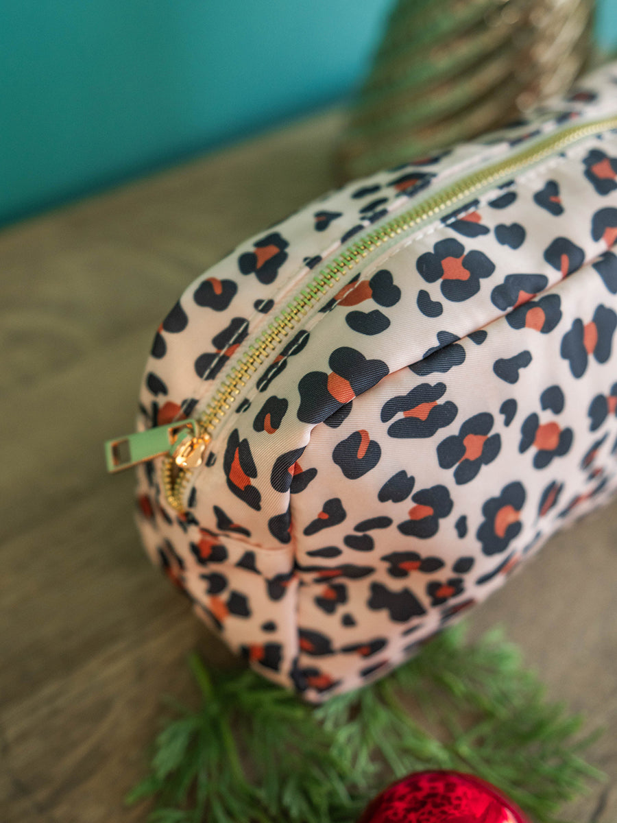 Zippered Leopard Print Makeup Case