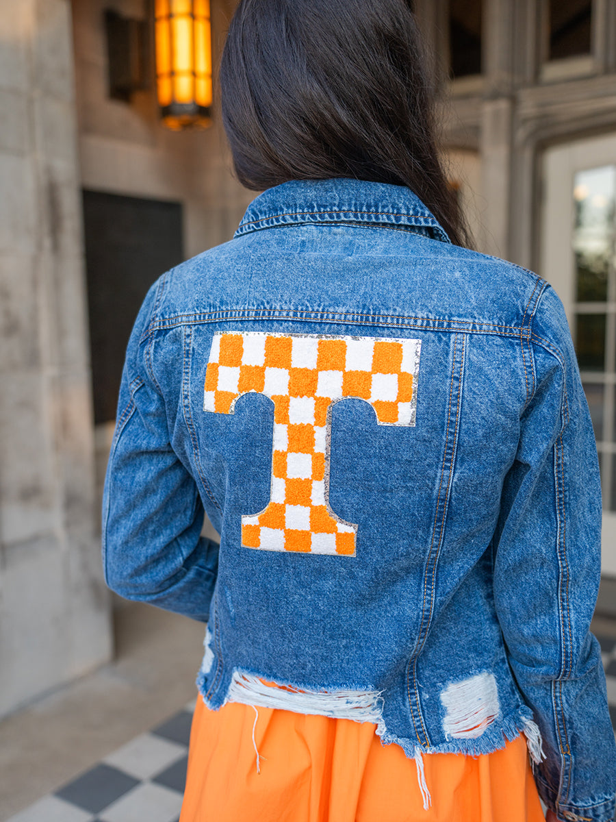 Power T Checkerboard Denim Jacket