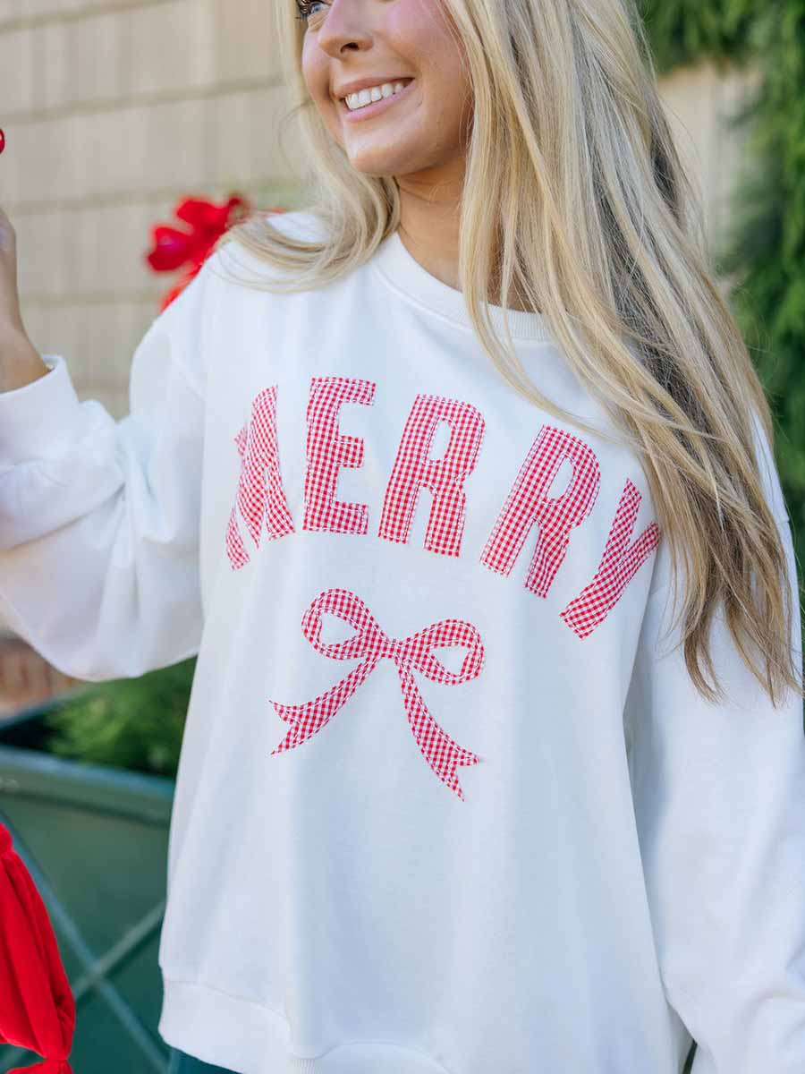 Merry Bow Patchwork Sweatshirt