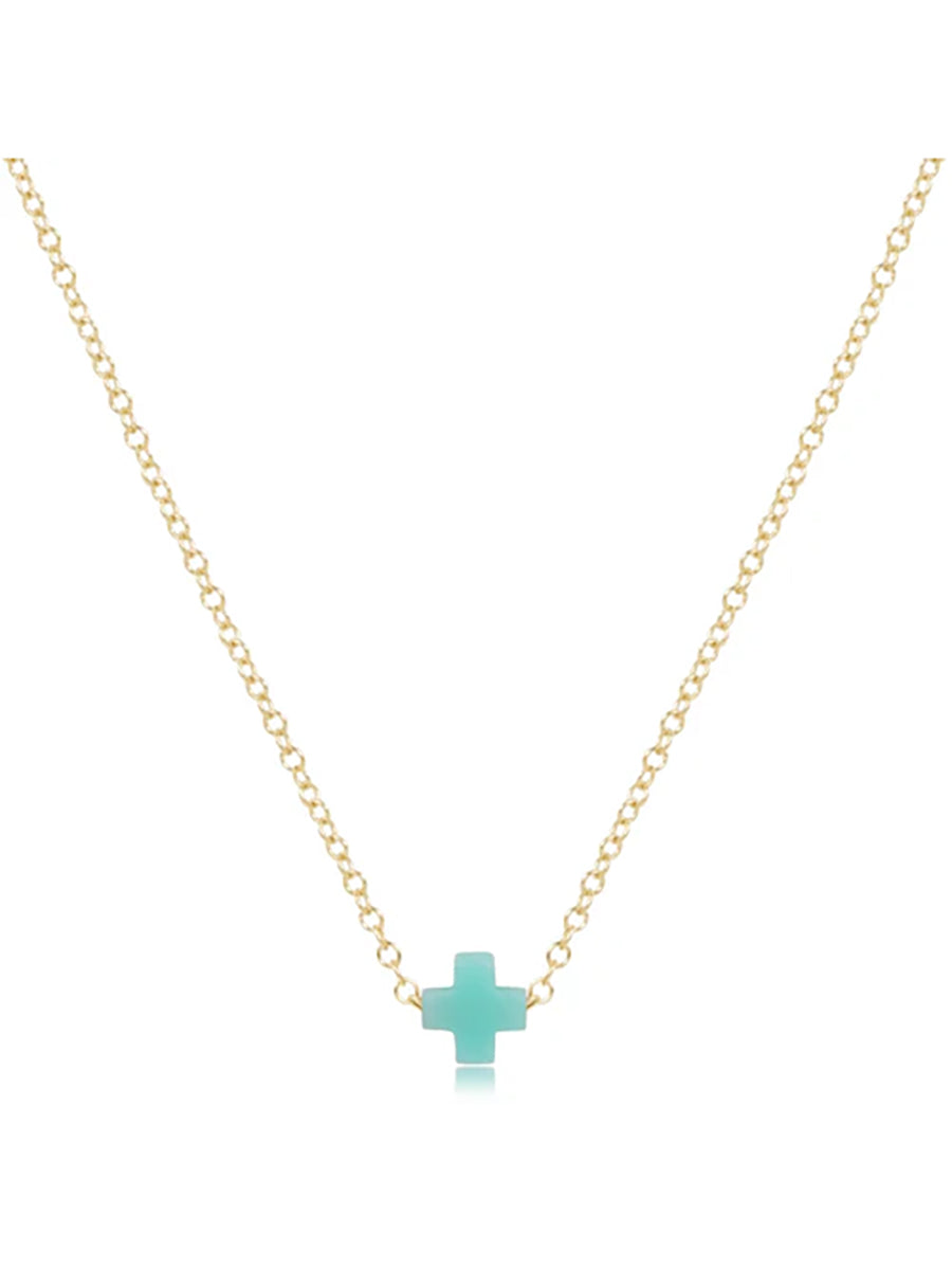 16" Small Signature Cross Necklace, Gold (12 Colors)