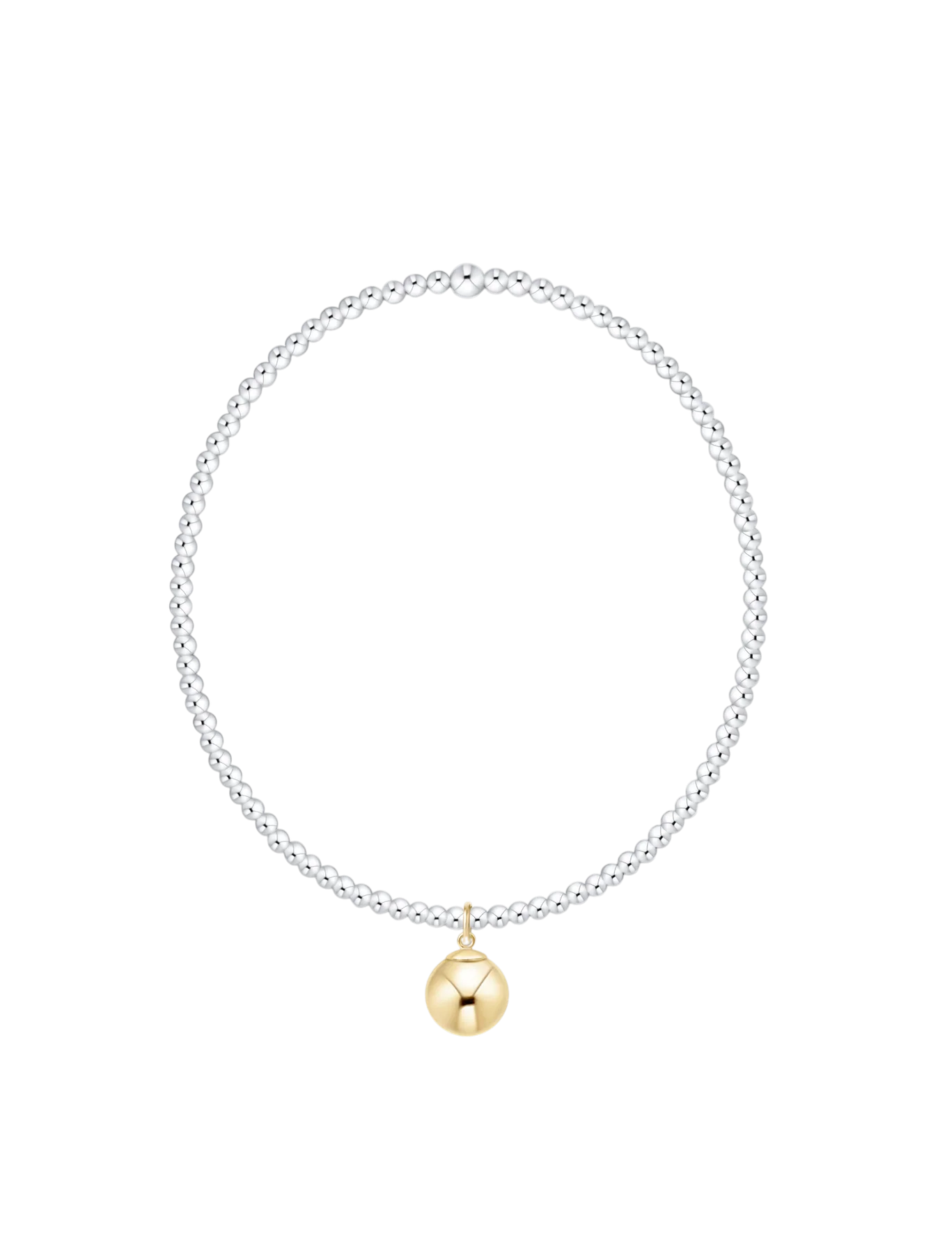 Classic Mixed Metal 2mm Bracelet - Classic Gold 8mm Charm