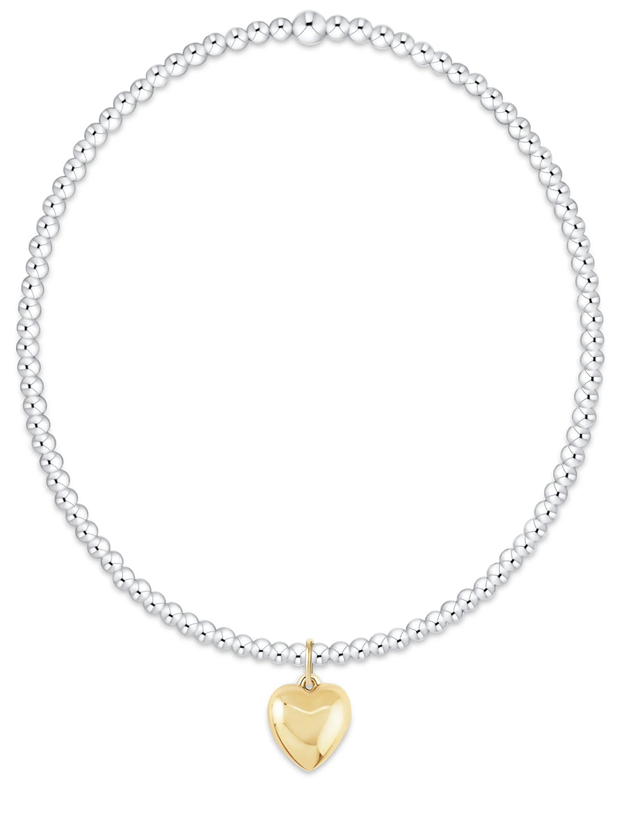 Classic Mixed Metal 2mm Bracelet - Love Plush Small Gold Charm