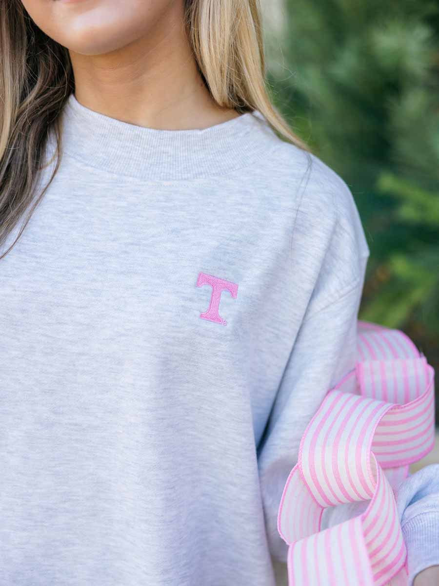 Ash Grey Mock Neck with Pink Power T