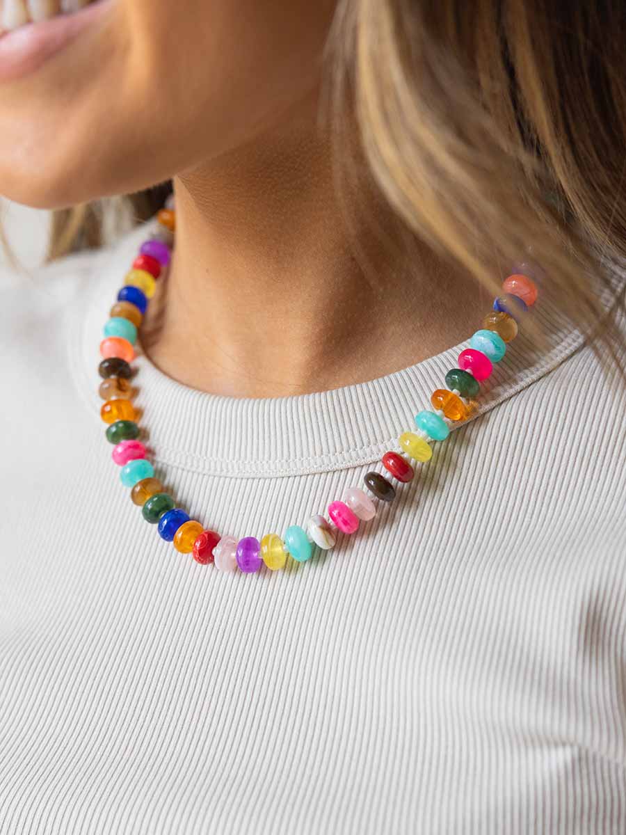 Knotted Stone Bead Necklace (5 Colors) **Doorbuster**