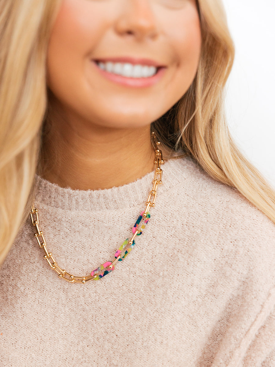 Gold and Multi-Color Links Necklace