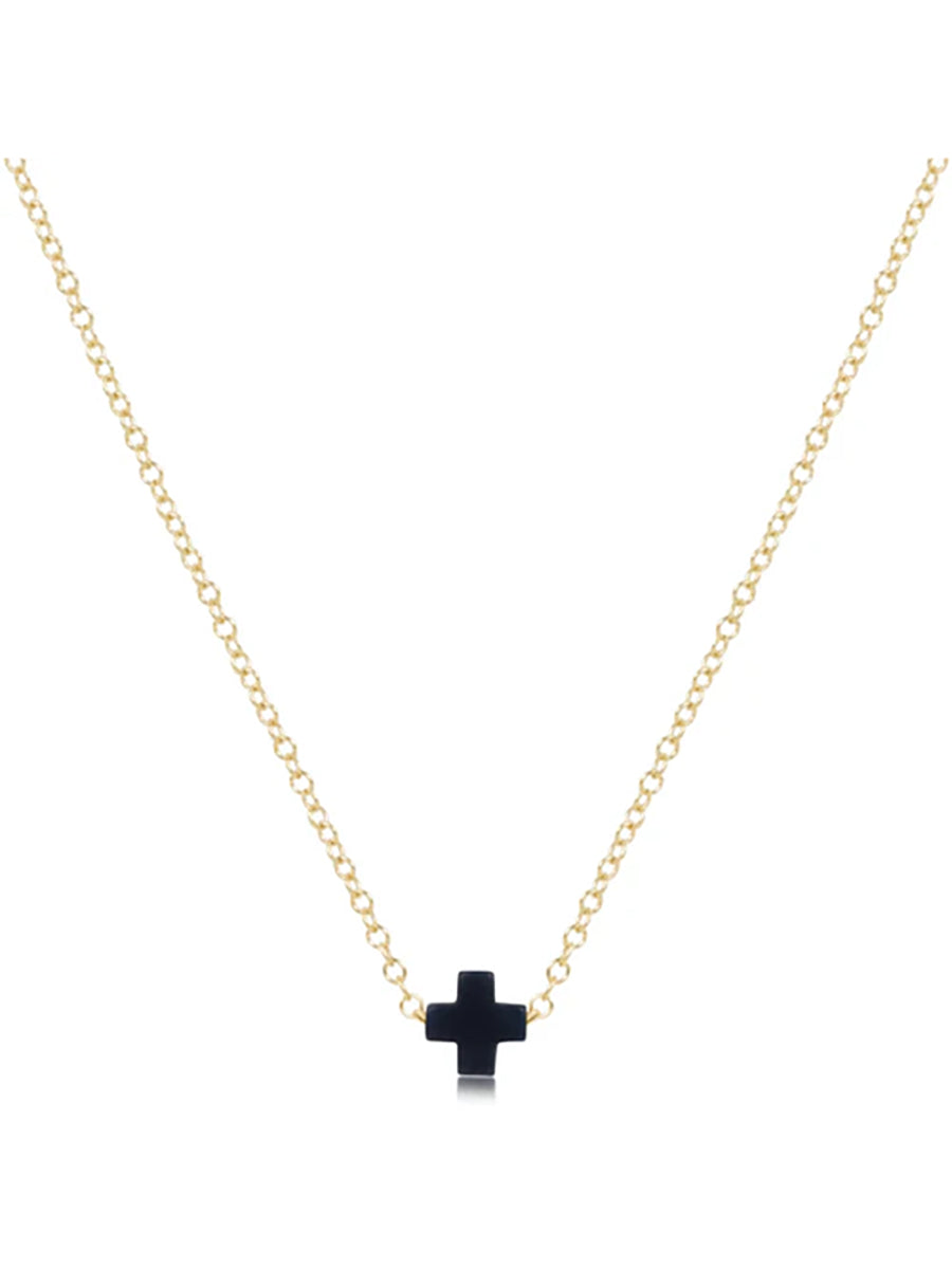 16" Small Signature Cross Necklace, Gold (12 Colors)