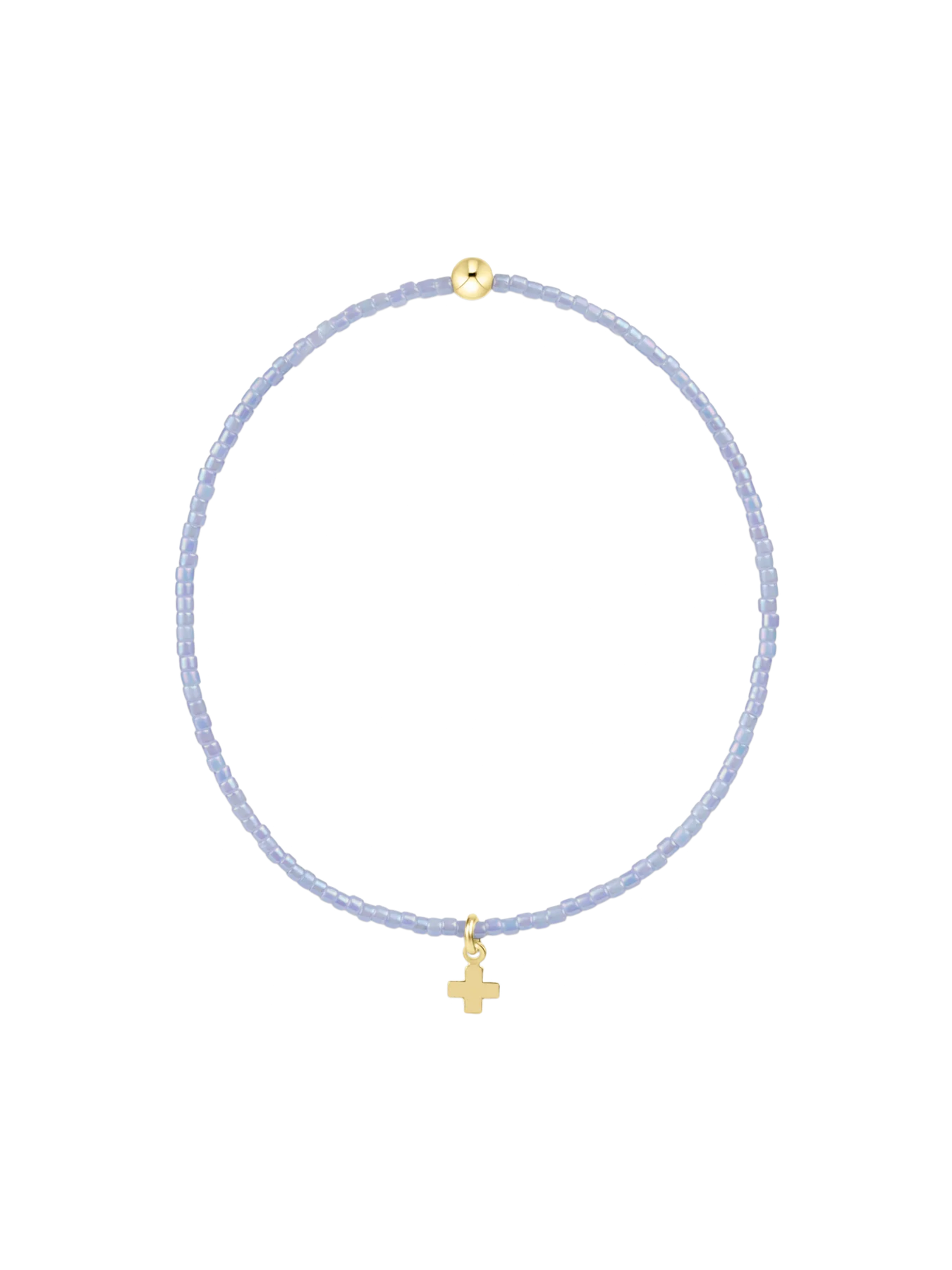 gold cross pale blue bead bracelet