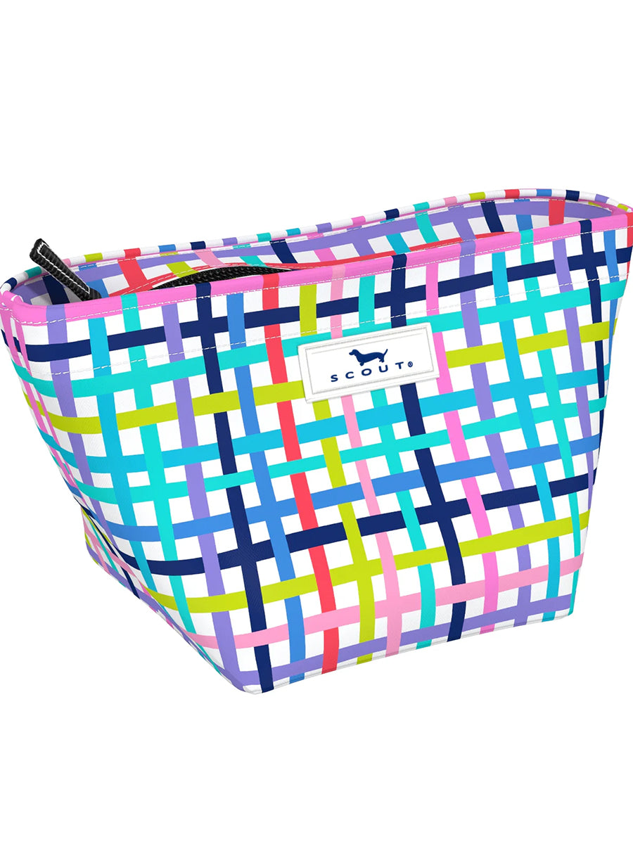 Colorful grid pattern Scout makeup bag