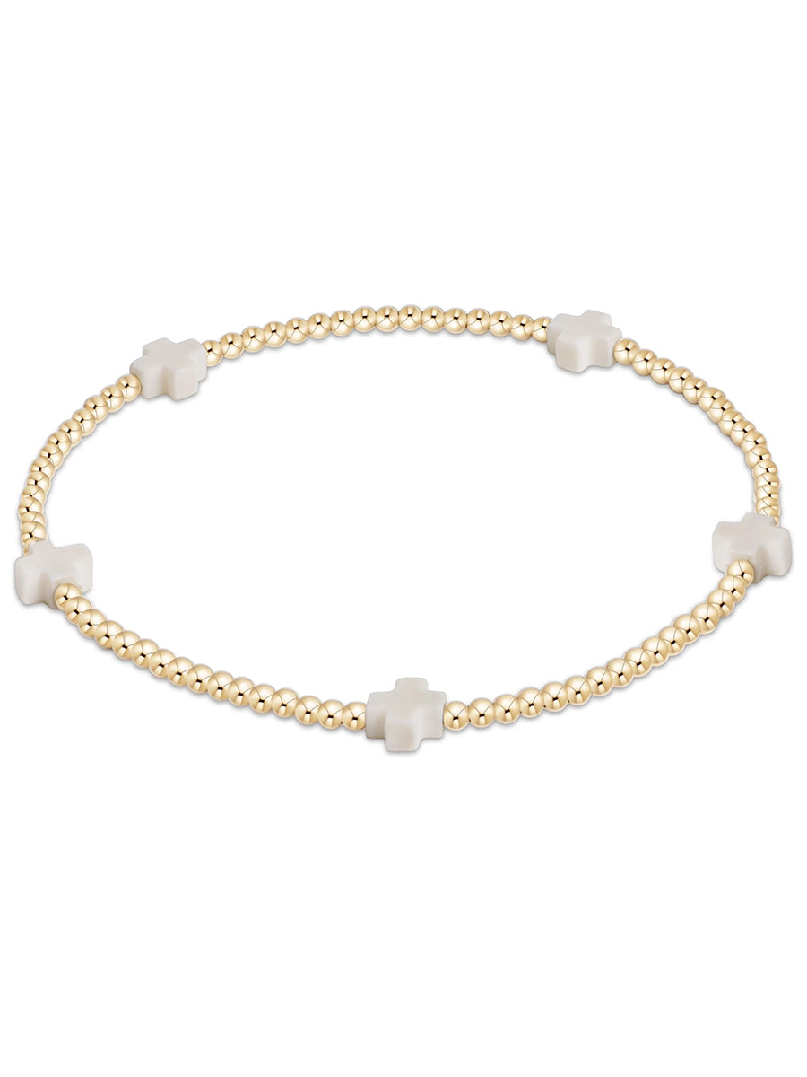 Small Signature Cross Bracelet 2mm, Gold (14 Colors)