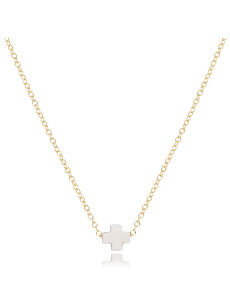 16" Small Signature Cross Necklace, Gold (12 Colors)