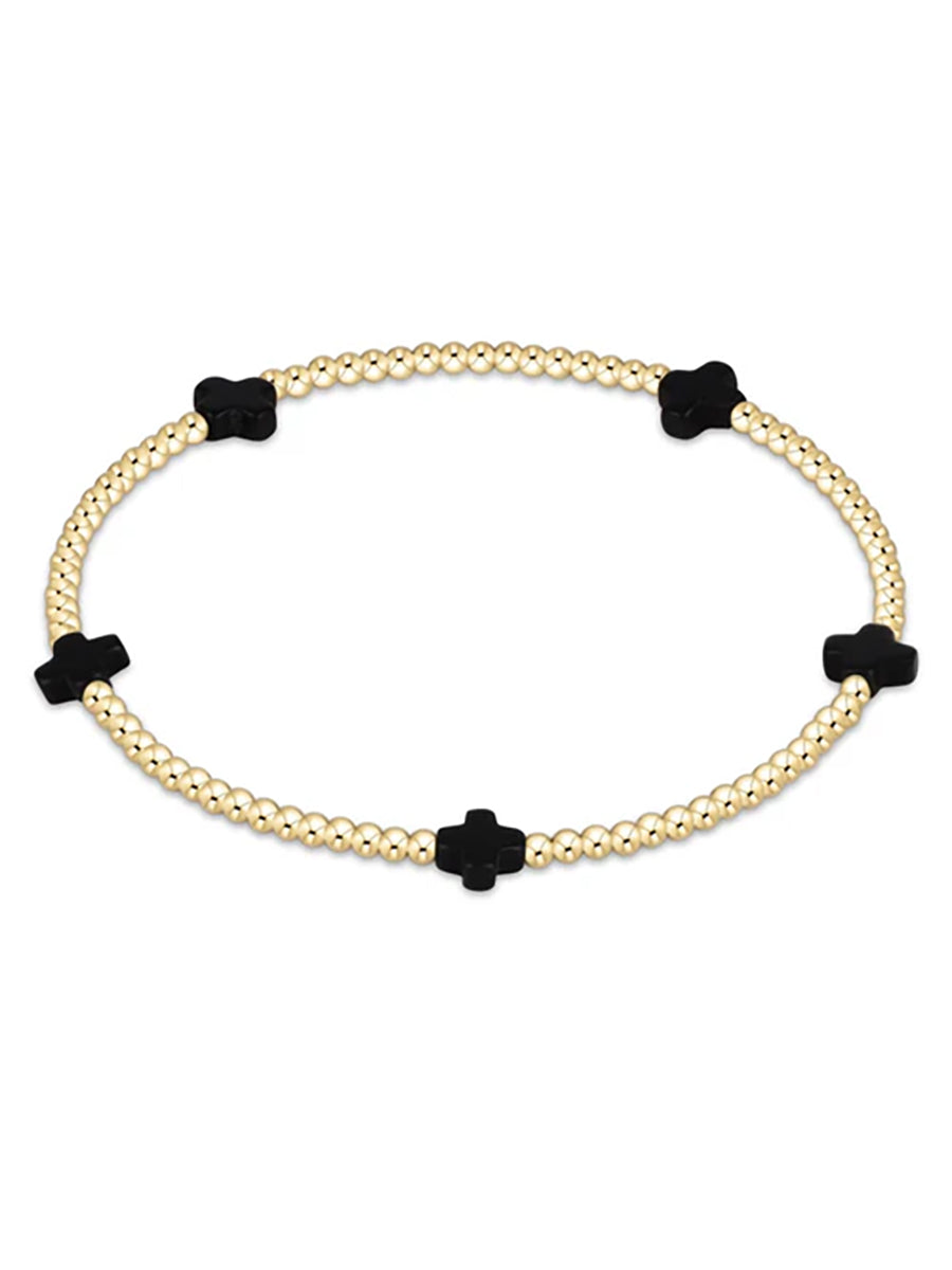 Small Signature Cross Bracelet 2mm, Gold (14 Colors)