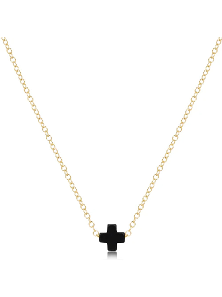 16" Small Signature Cross Necklace, Gold (12 Colors)