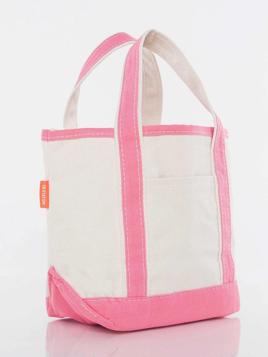 Canvas Tote with Pink Handles