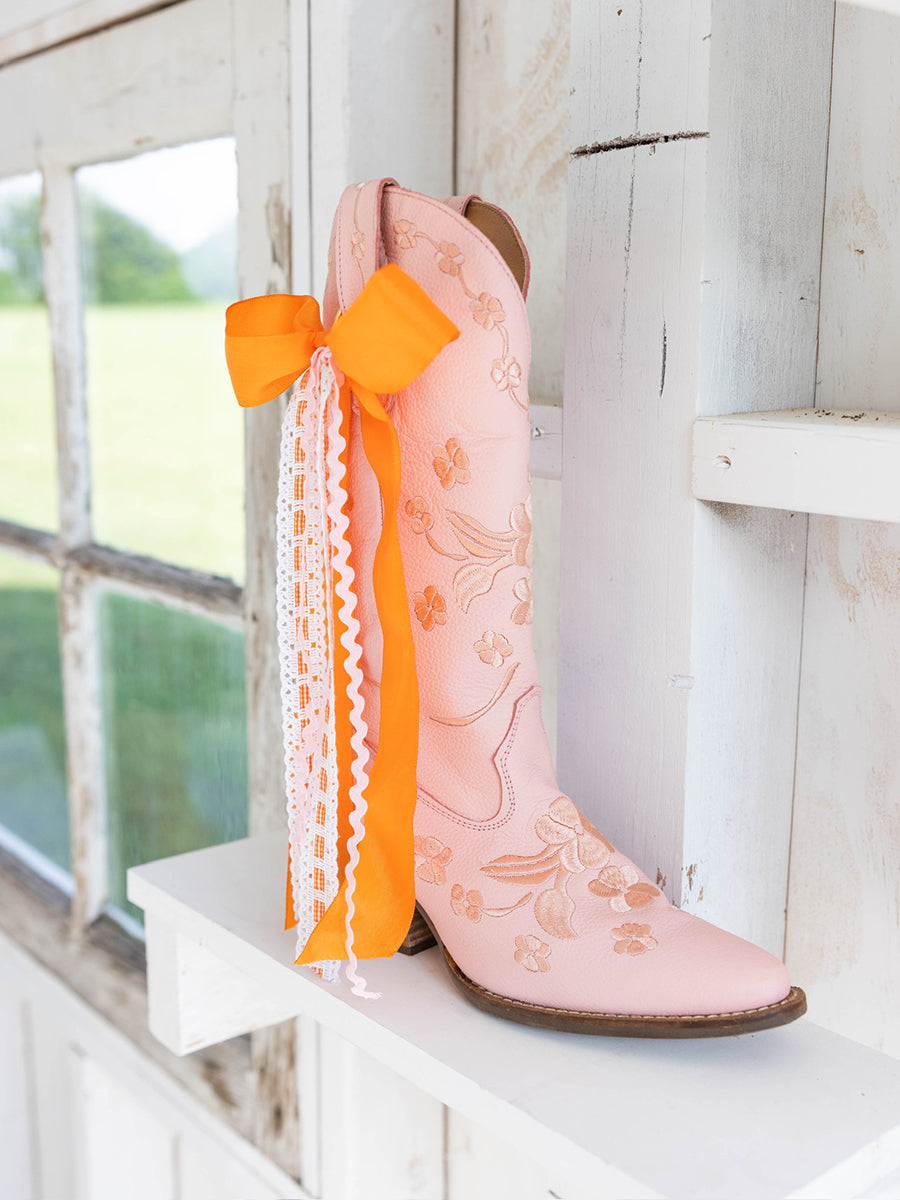 Decorative Orange and White Boot Bows