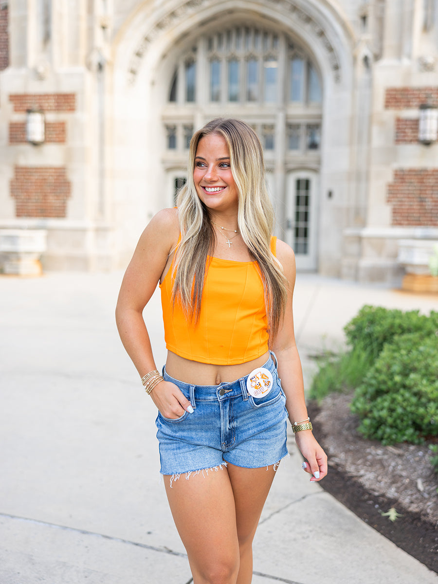 Corset Seam Detail Crop Tank Top (2 Colors)