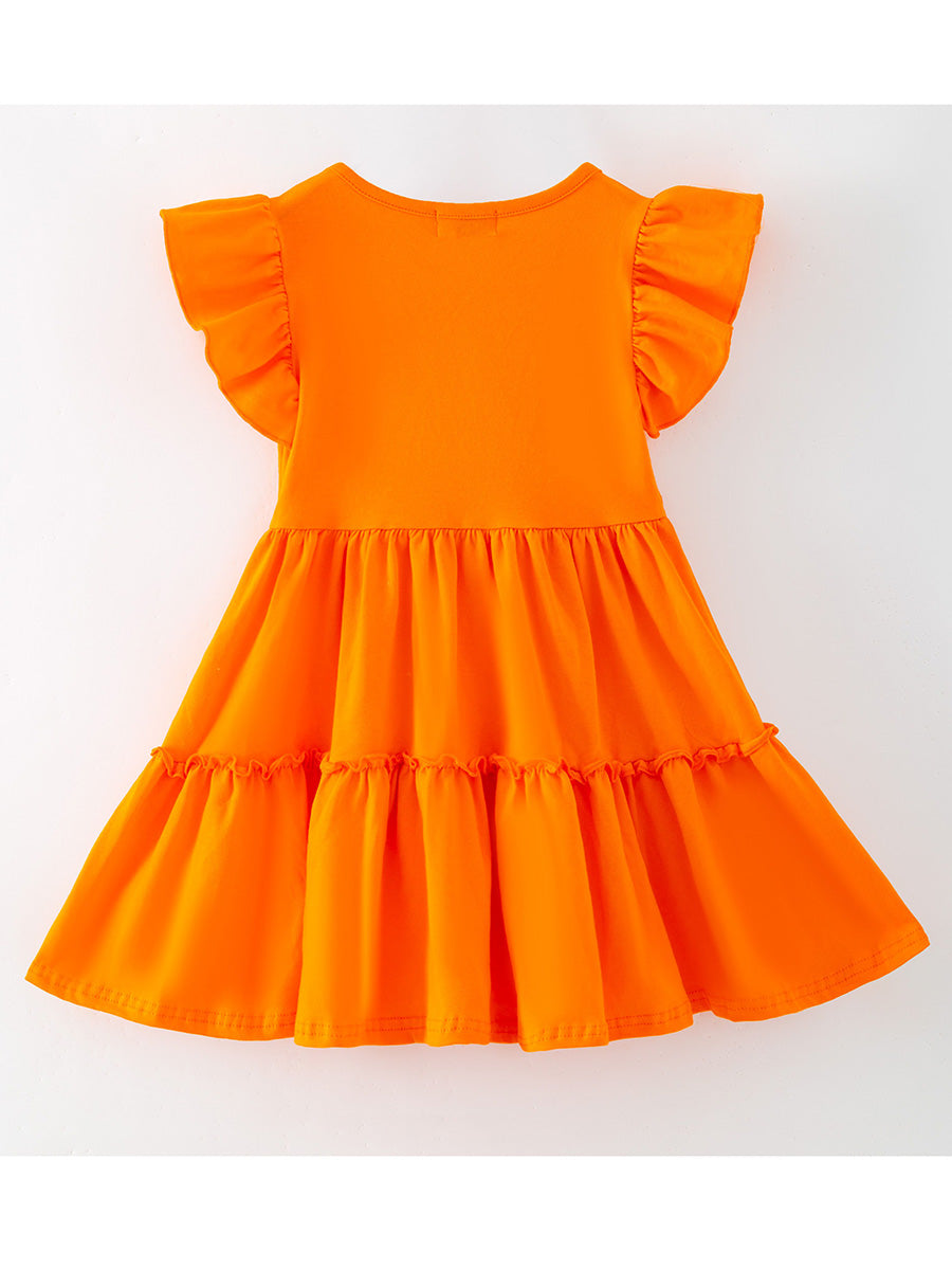 Orange Ruffled Girls Dress
