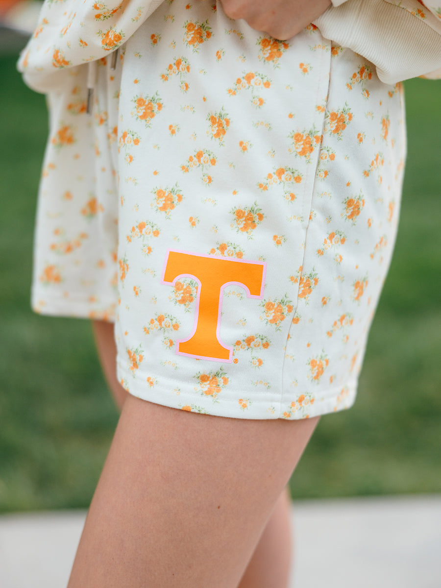 Orange Floral Power T Hoodie and Shorts Set