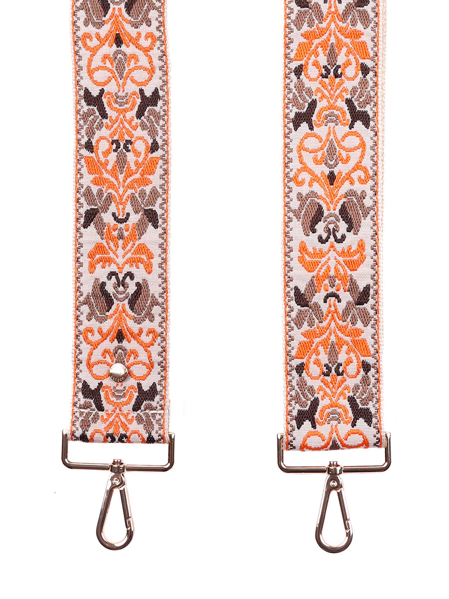 Orange Floral Purse Strap Southern Made - Main Image