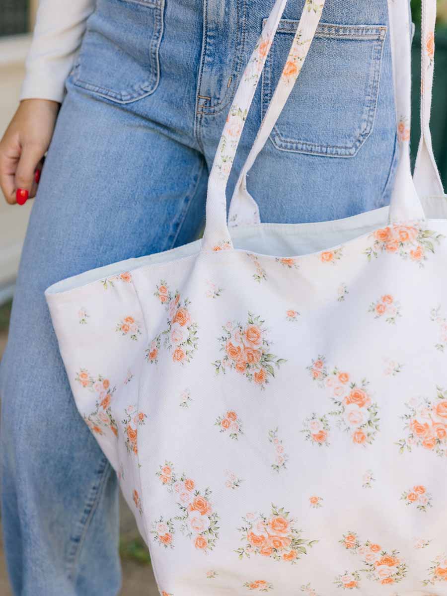 Orange Floral Tote Bag **Doorbuster**