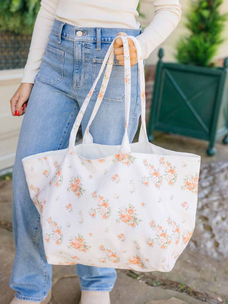 Orange Floral Tote Bag **Doorbuster**