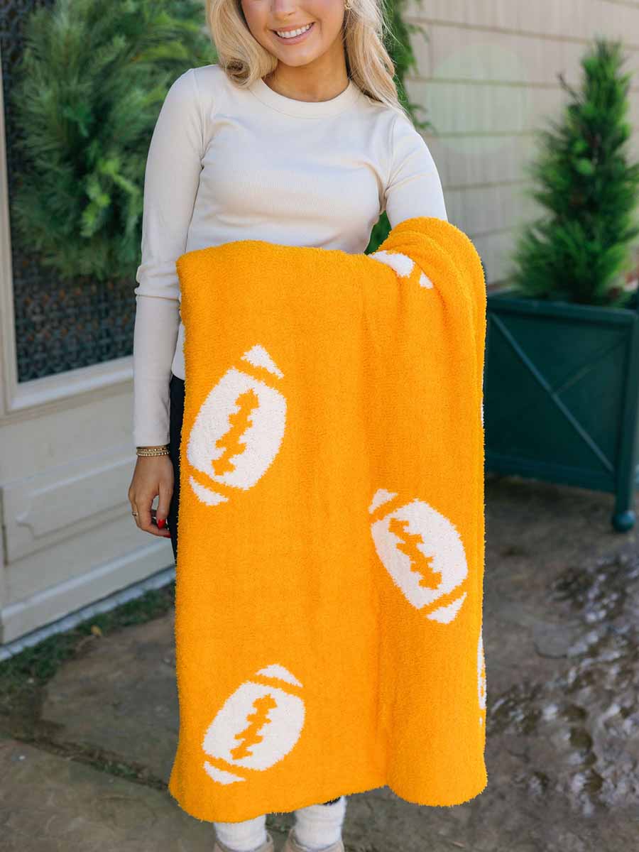 Orange Football Throw Blanket **Doorbuster**
