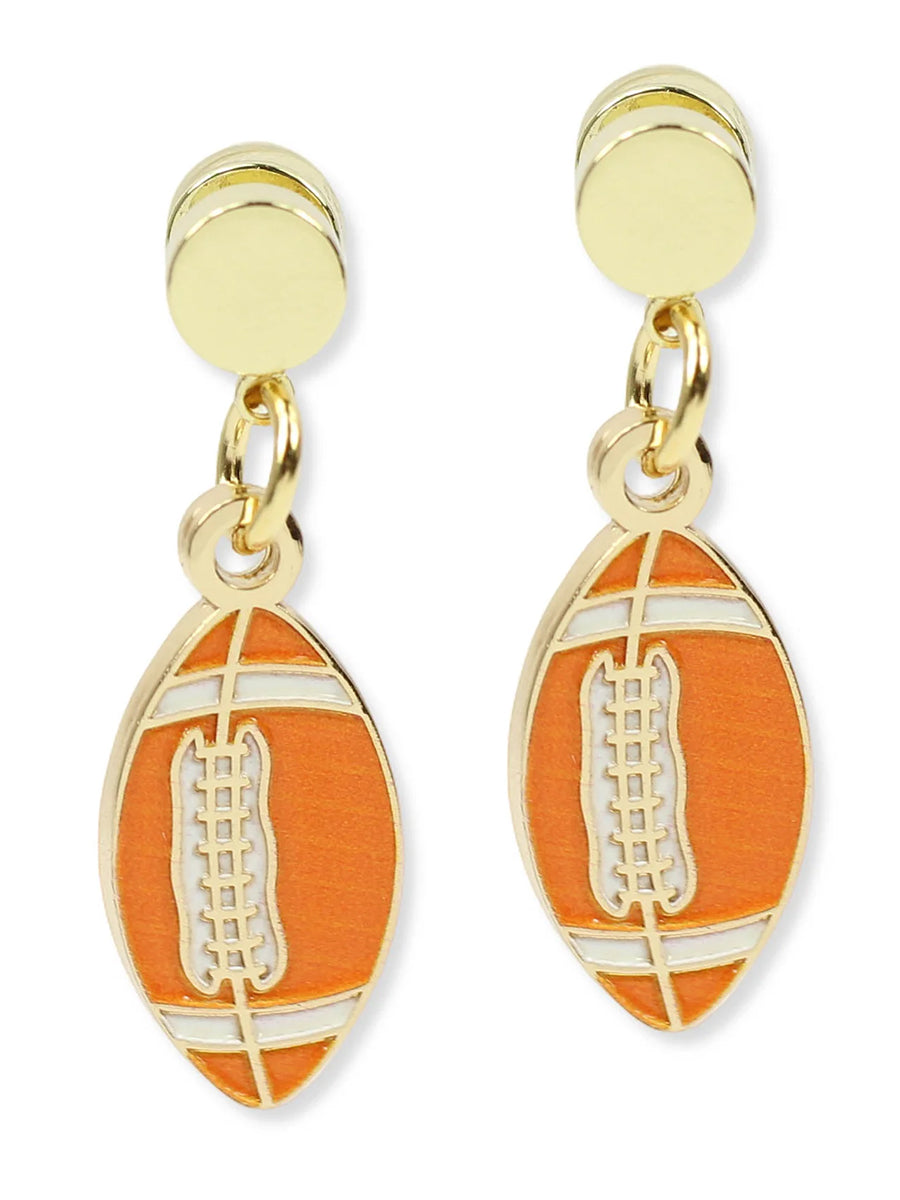 Orange Football Dangle Earrings