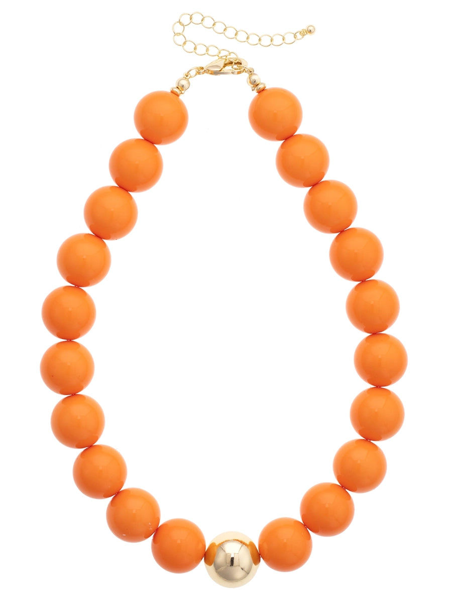 Orange Gameday Chunky Beaded Necklace