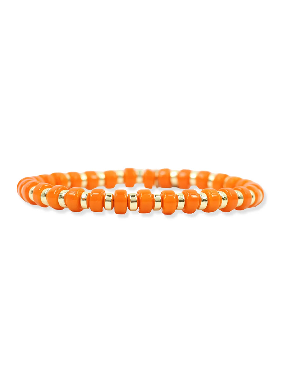 Orange and Gold Bead Stretch Bracelet