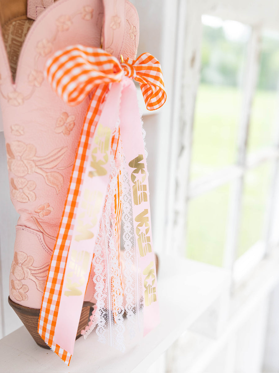 Orange and White Vols Boot Bows