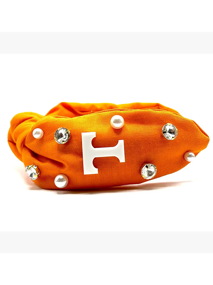 Orange Power T Top Knot Headband