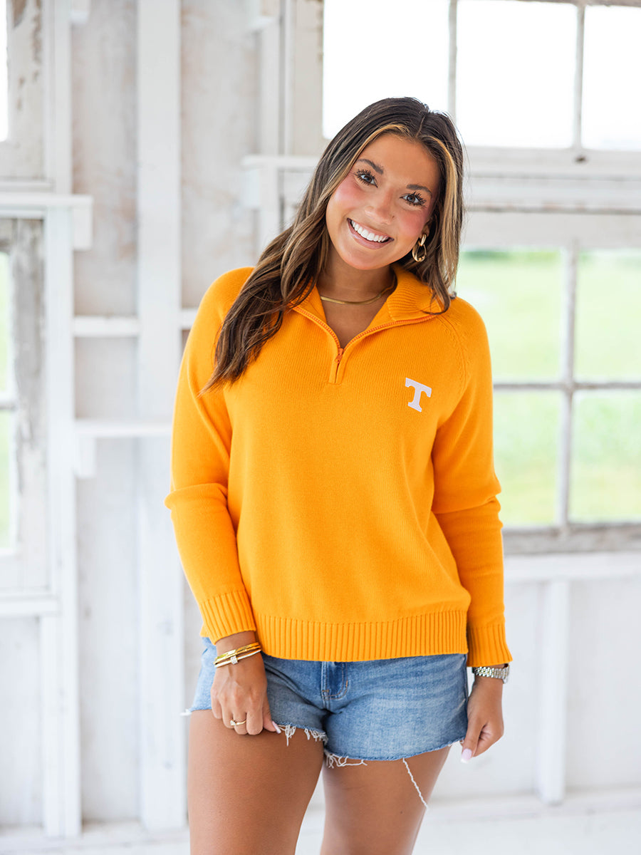 "Power T" Orange Quarter Zip Sweater
