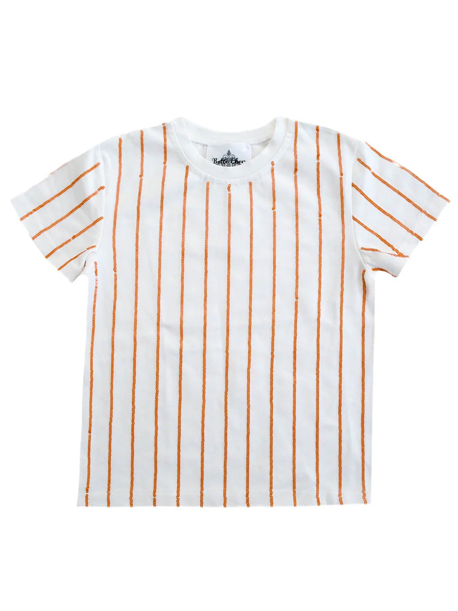 Orange Sequin Stripe Top, Toddler & Youth