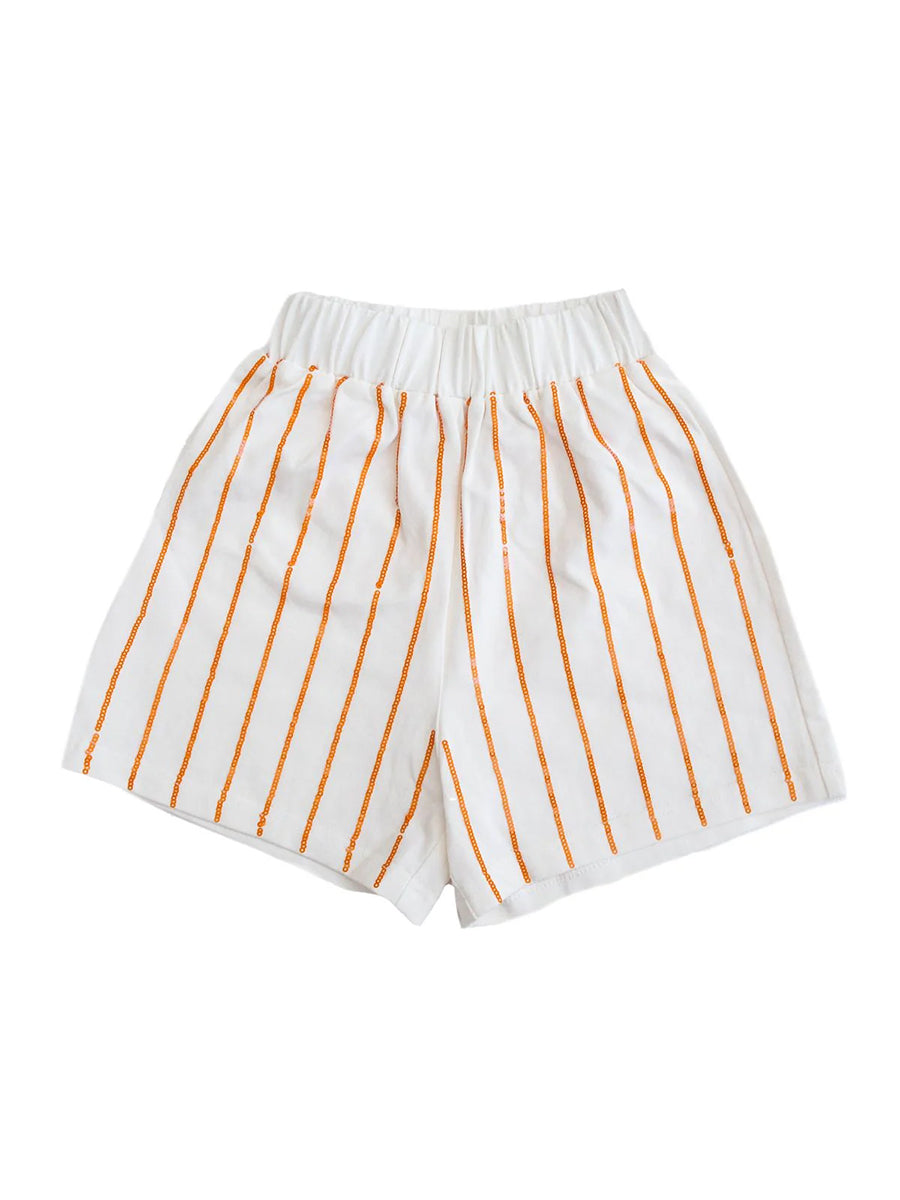 Orange Sequin Stripe Shorts, Toddler & Youth