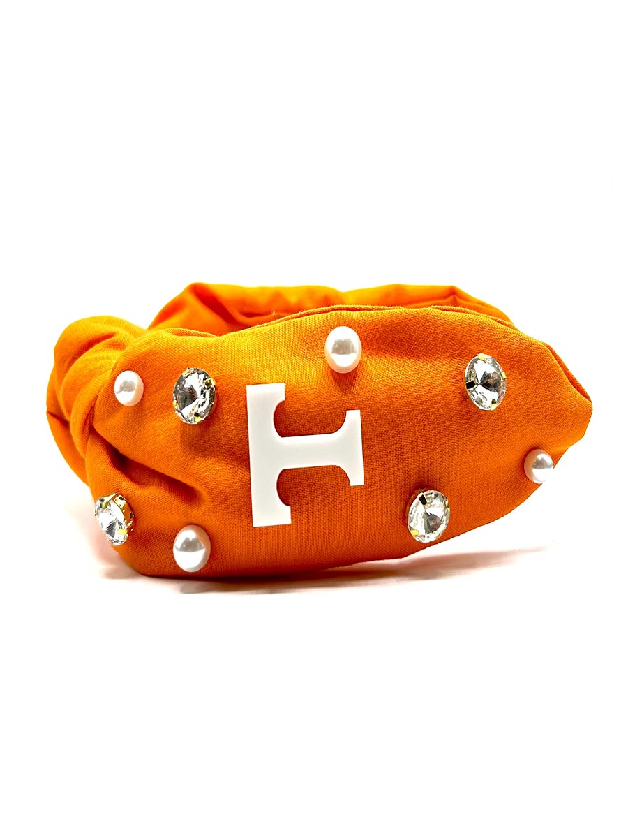 Orange Top Knot Power T Headband