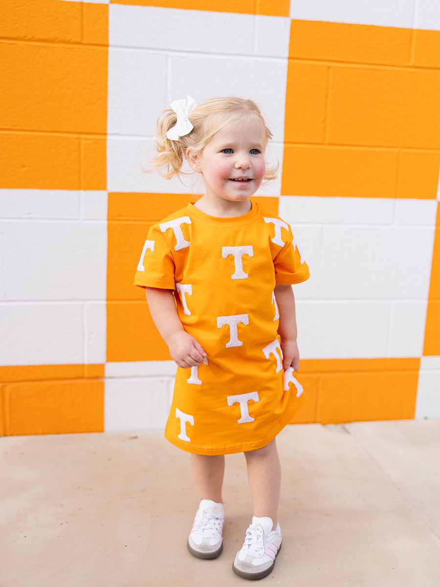 Girls "Power T" Orange Dress, Toddler & Youth