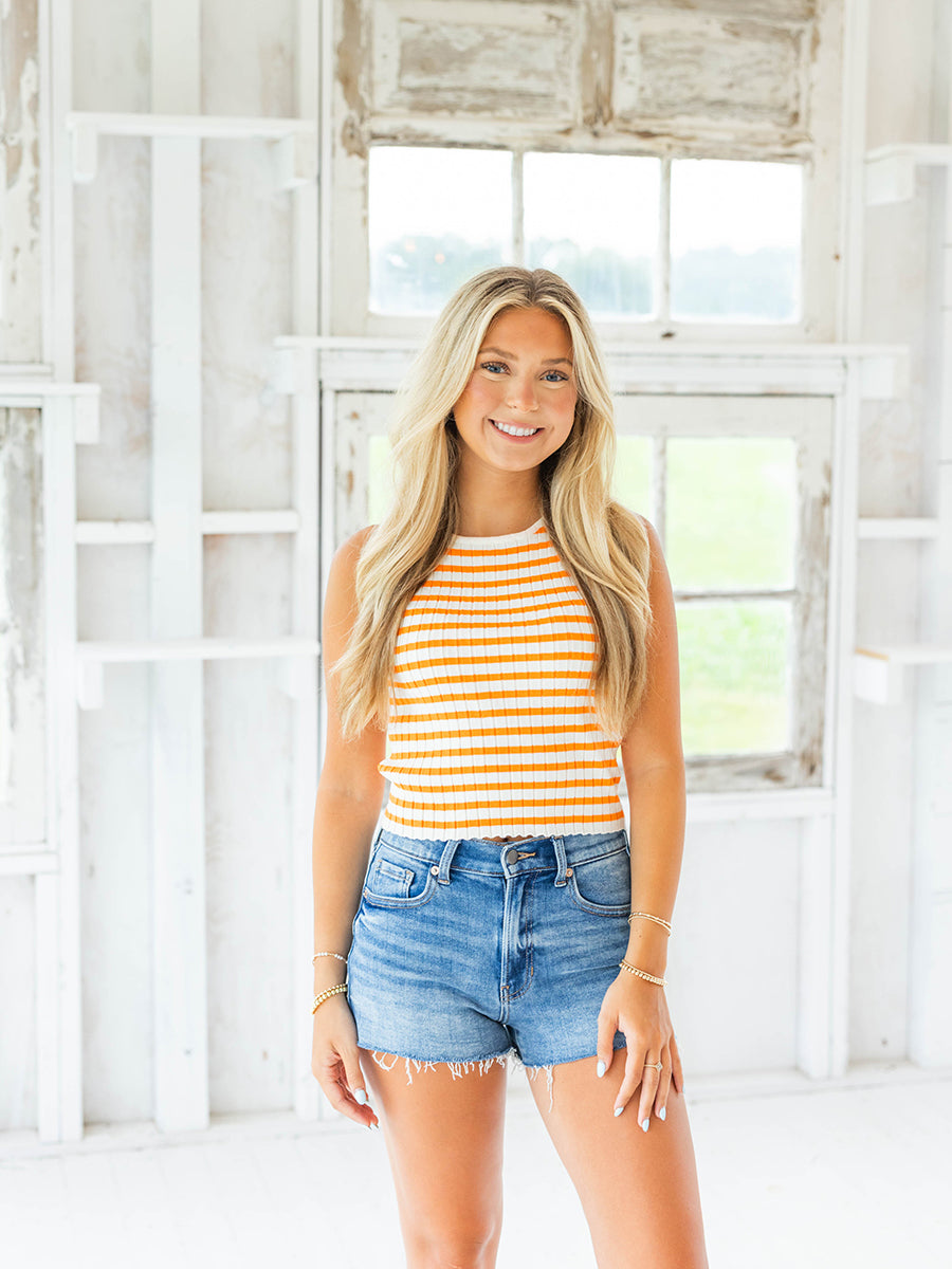 Orange and White striped top