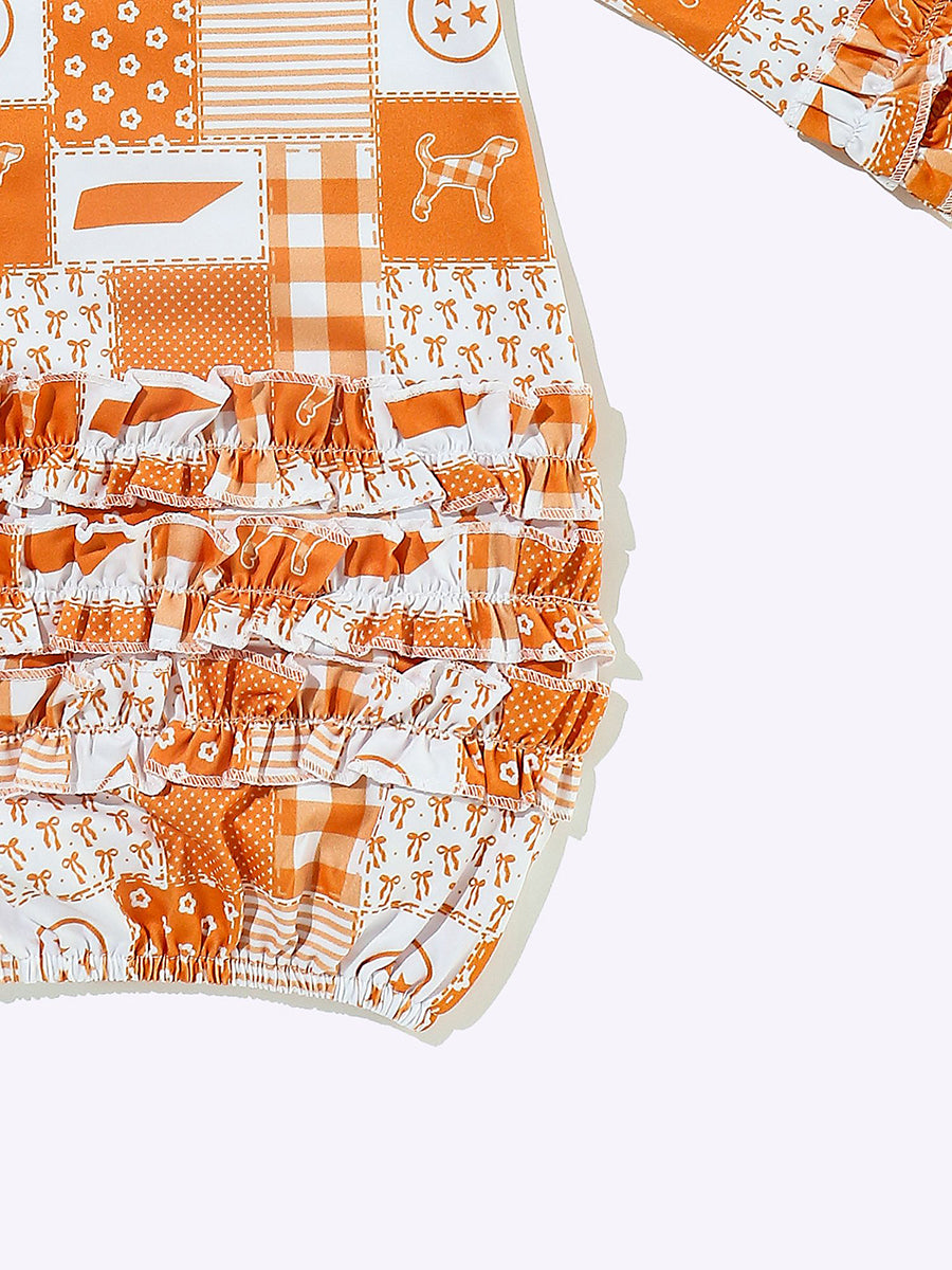 Orange and White Ruffled Baby Gown