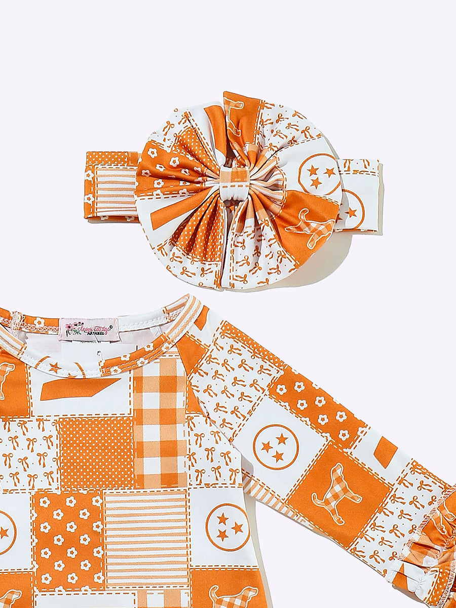 Orange and White Baby Gown and Bow