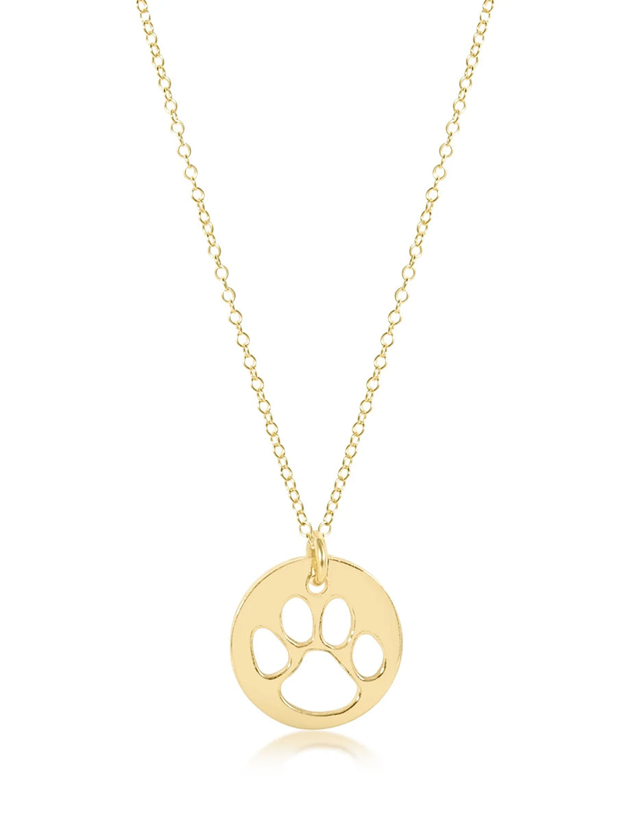 16" Paw Print Gold Disc Necklace
