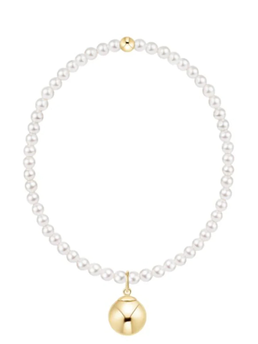 Classic Pearl 3mm Bracelet - Classic Gold 10mm Charm