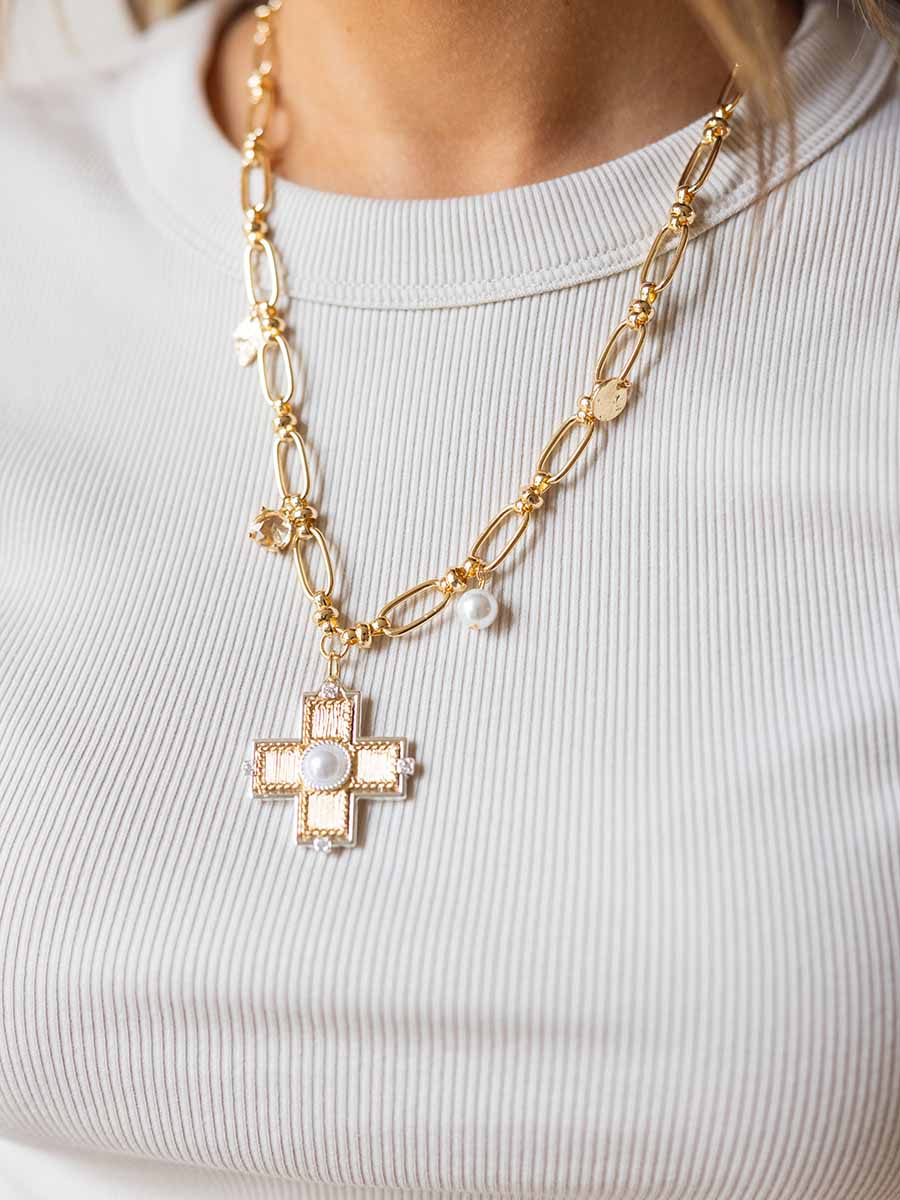 Gold Cross and Charms Necklace **Doorbuster**