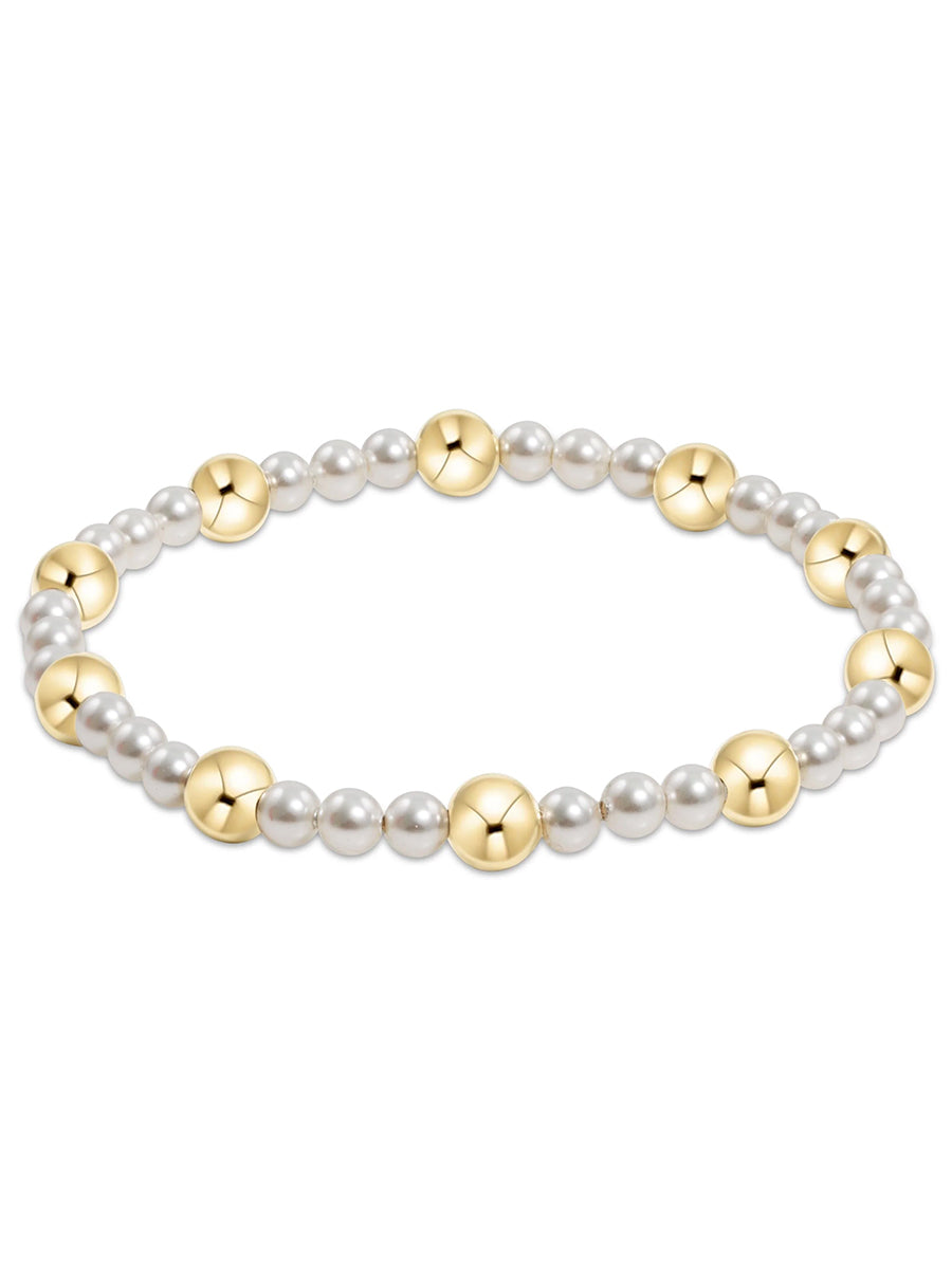 Pearl Sincerity Pattern 4mm Bracelet, 6mm Gold Bead