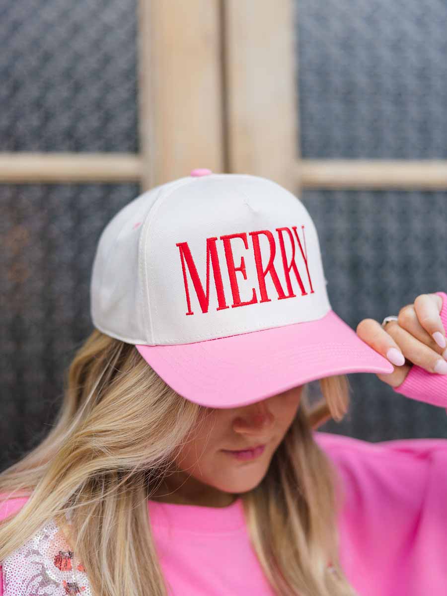 MERRY trucker hat with pink bill