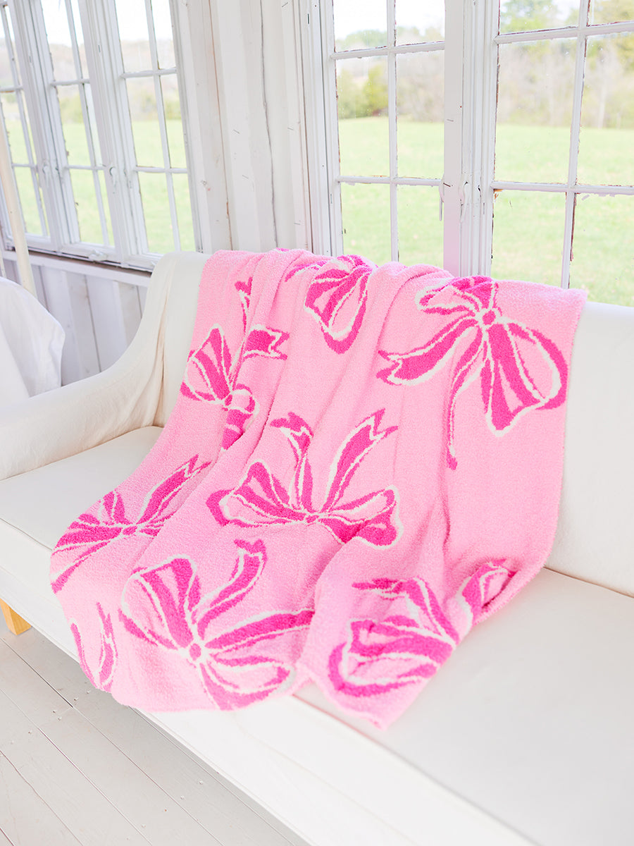 Pink Bows Throw Blanket