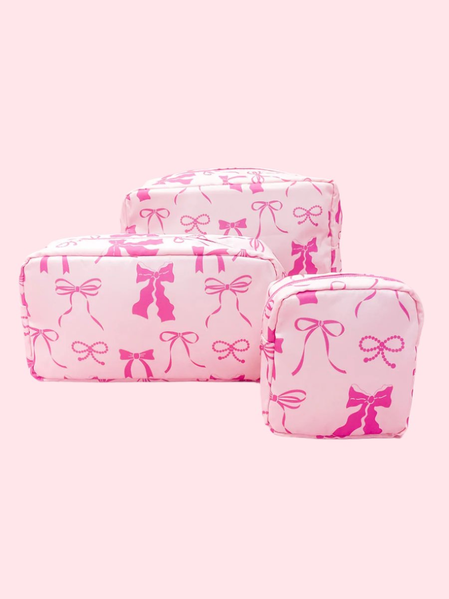 Pink Bow Cosmetic Bags 