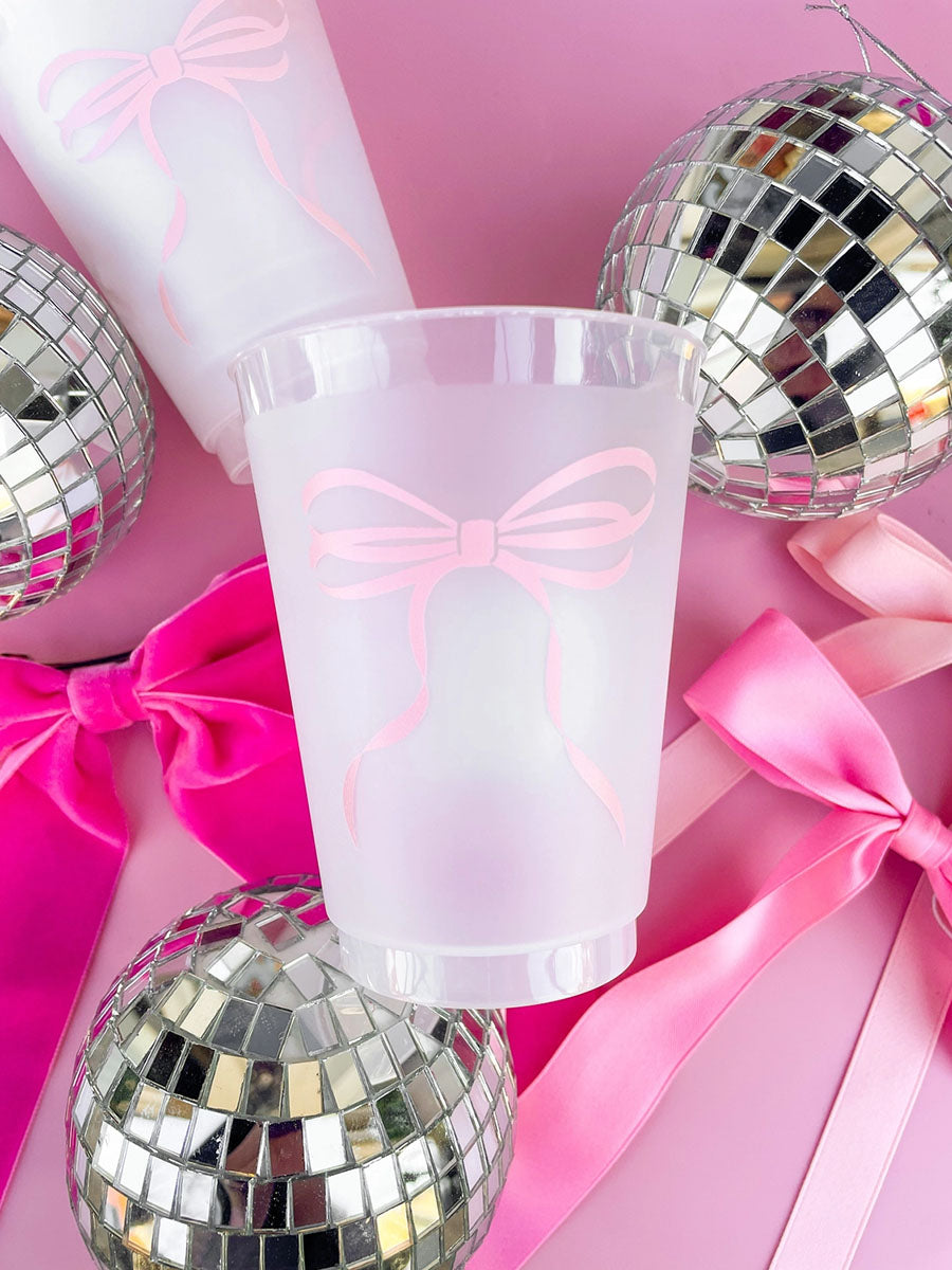 Pink Bow Frosted Cup Set