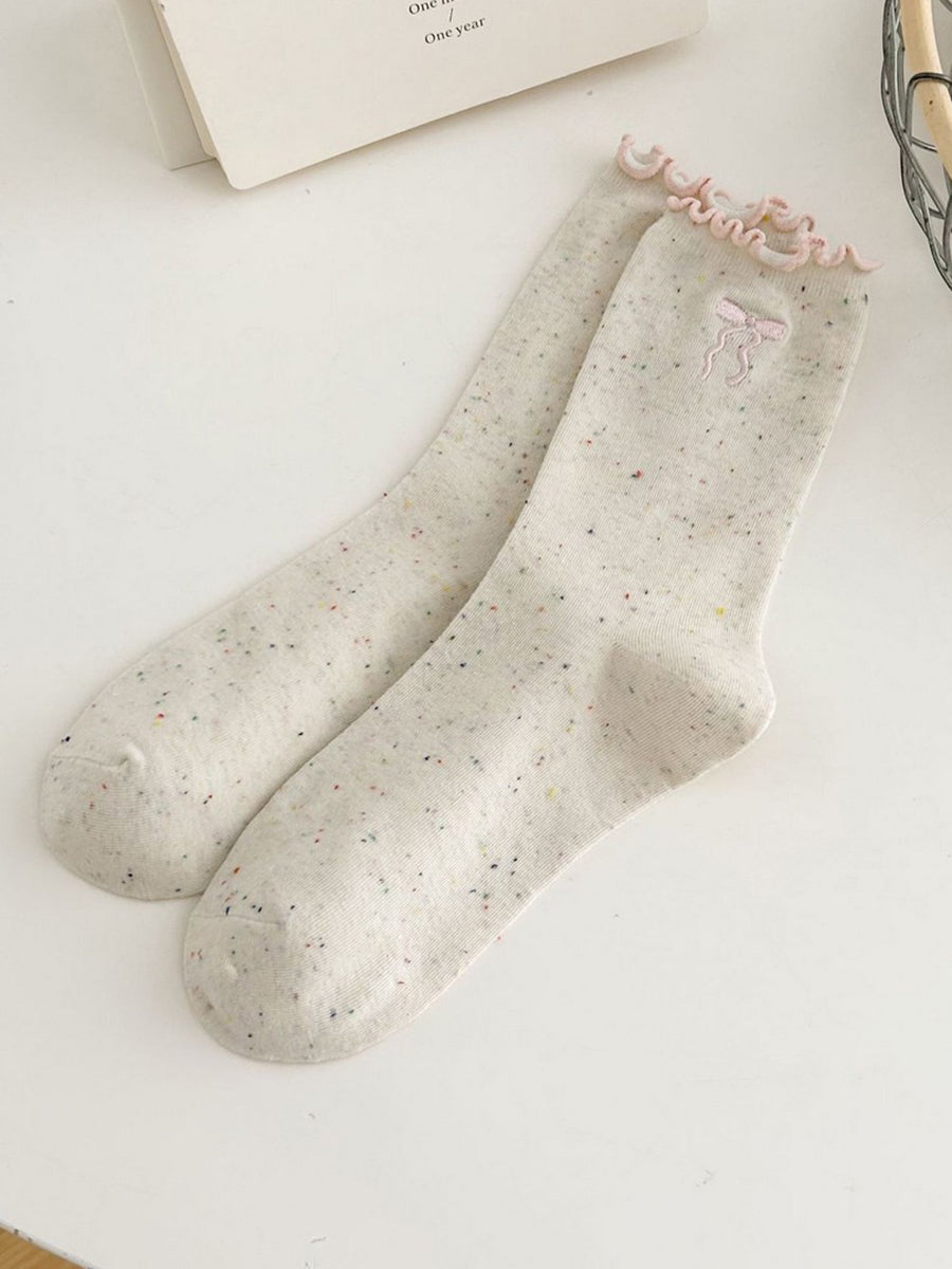 Pink Bow Ruffle Sock