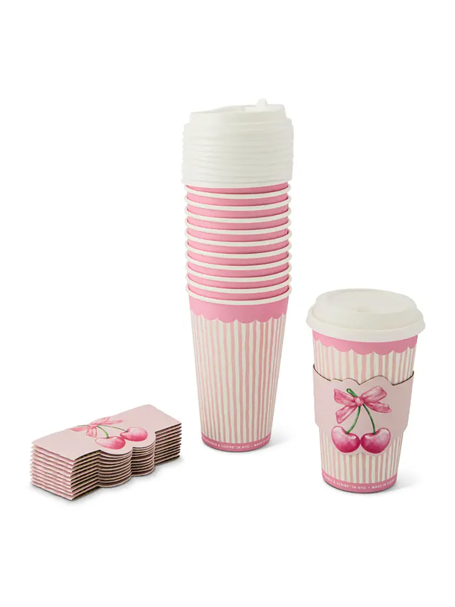 Hot Beverage Coffee Cups with Cherry Sleeve