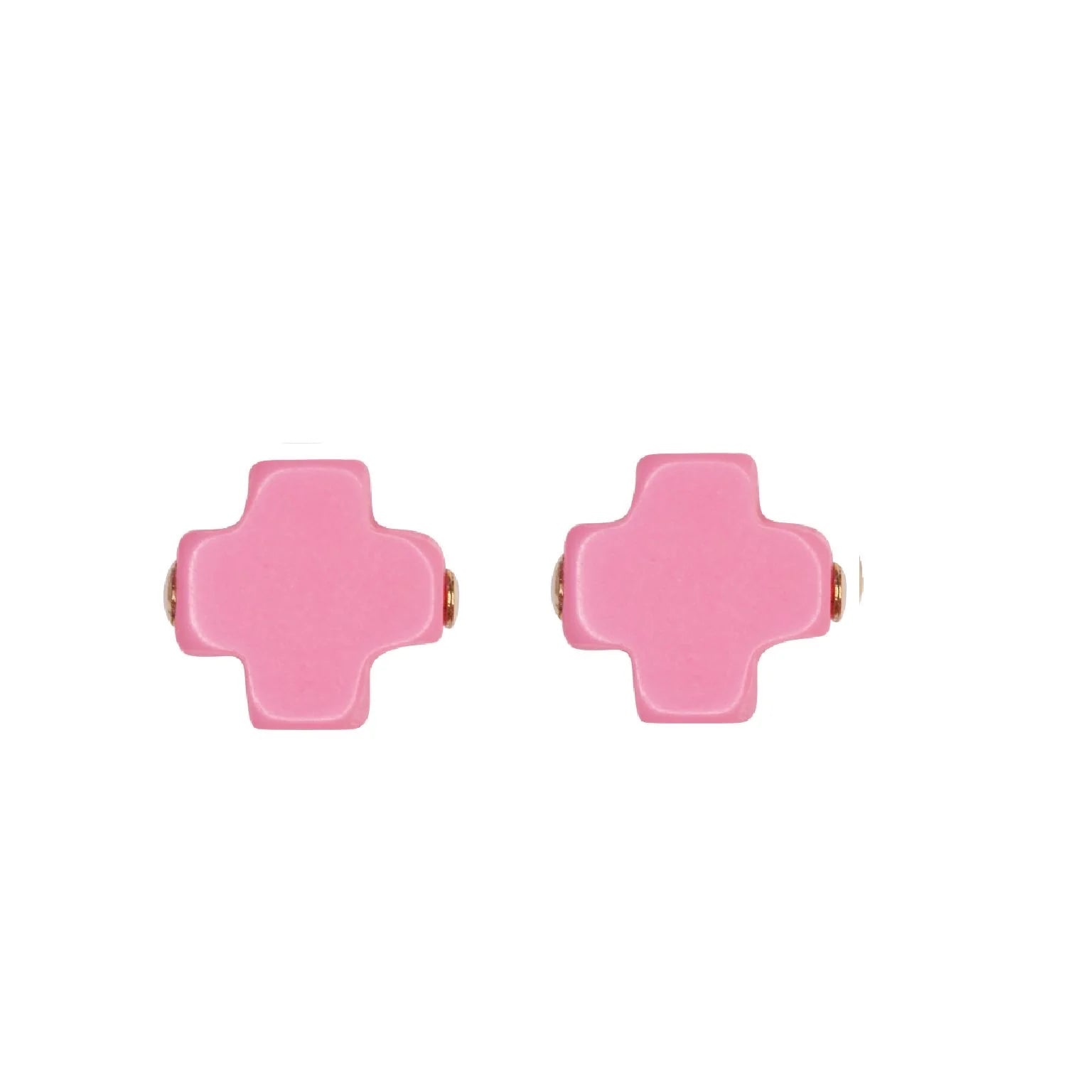 E-Newton Pink Cross Charms Stud Earrings
