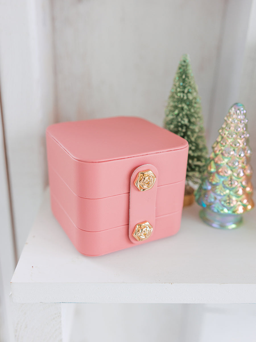 Rose Colored Jewelry Cube Box